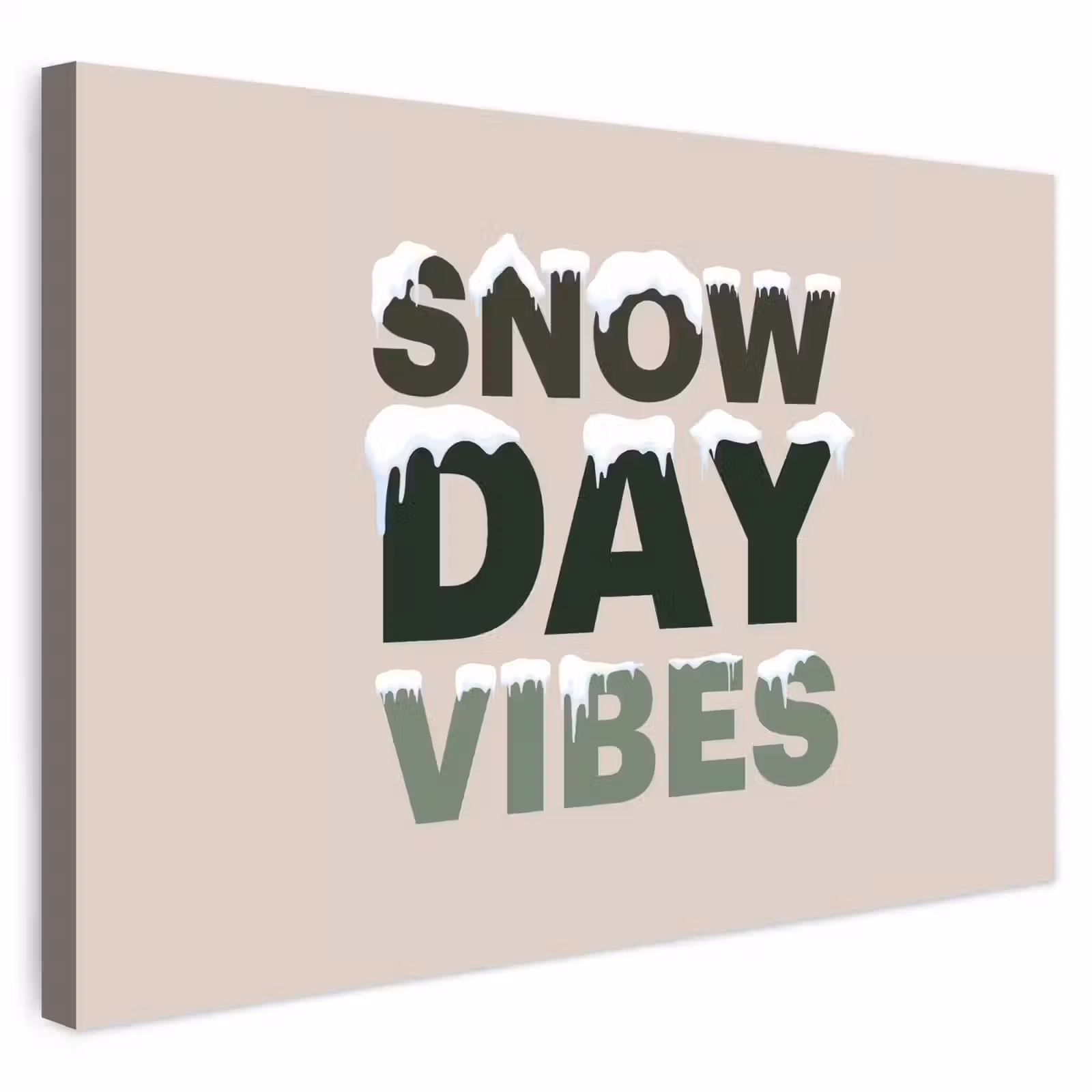 Outdoor Leinwand - Schnee – Text – Weihnachten – Beige — 1