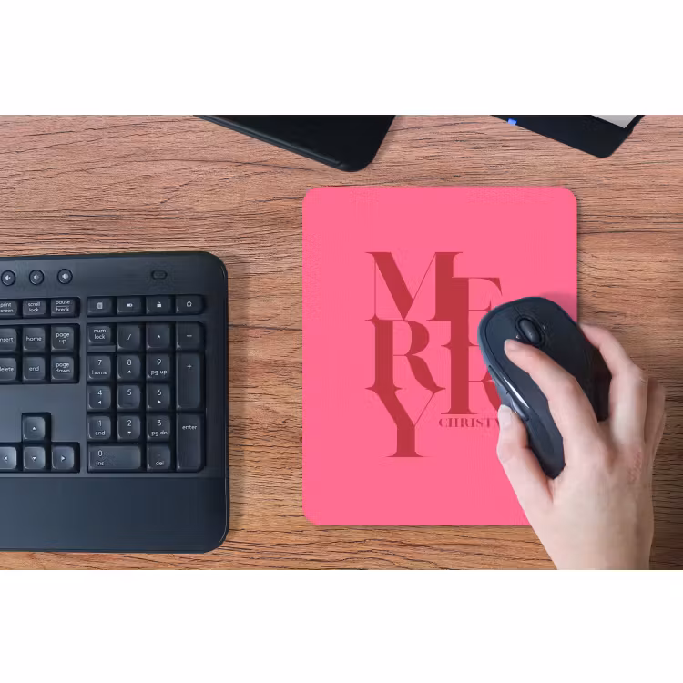 Mauspad - Merry – Text – Weihnachten – Rosa — 3