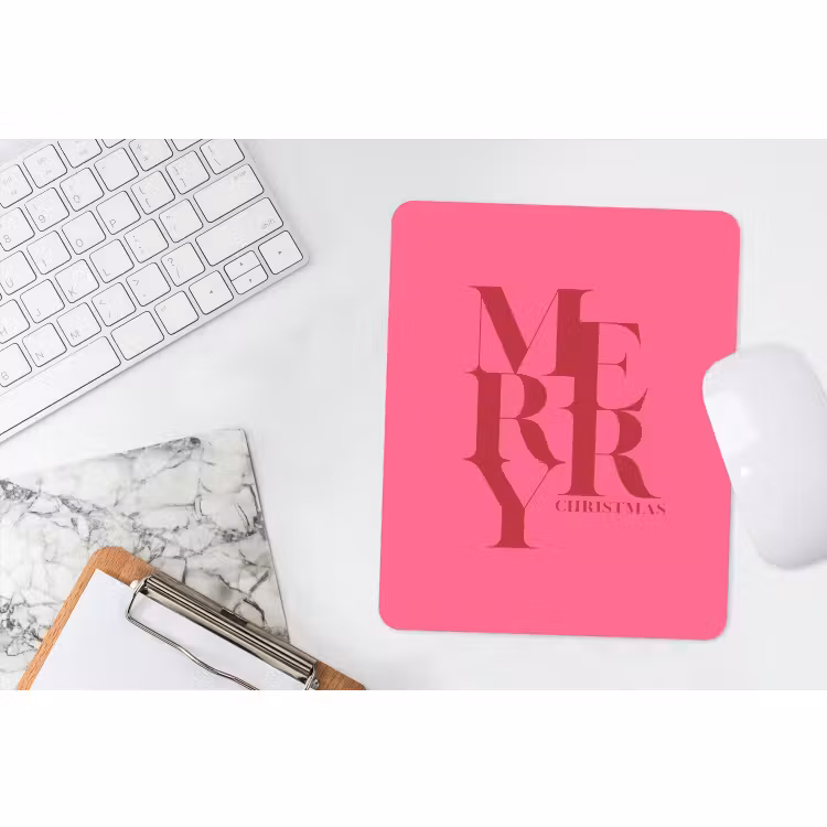 Mauspad - Merry – Text – Weihnachten – Rosa — 4