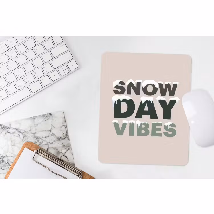 Mauspad - Schnee – Text – Weihnachten – Beige — 4