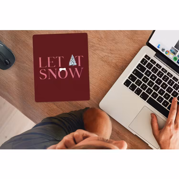Mauspad - Text – Weihnachten – Schnee – Rosa — 2