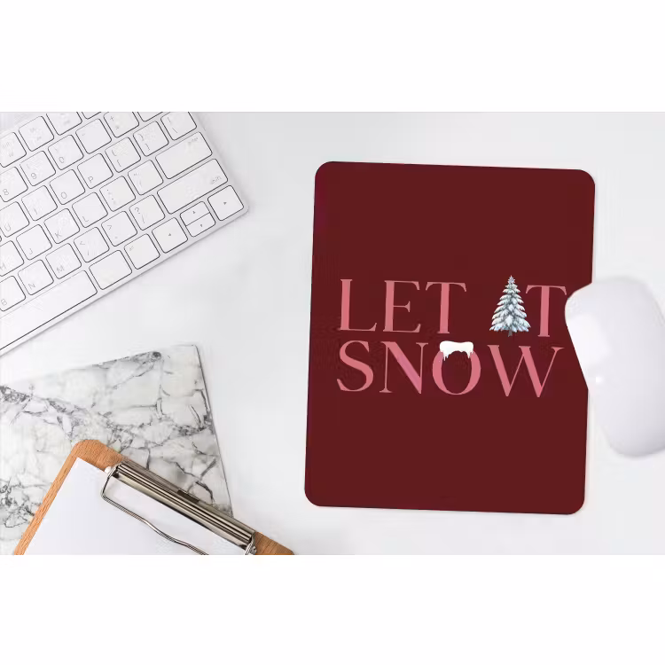 Mauspad - Text – Weihnachten – Schnee – Rosa — 4
