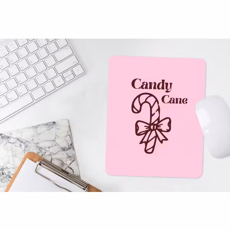 Mauspad - Weihnachten – Süßigkeiten – Text – Braun – Rosa — 4