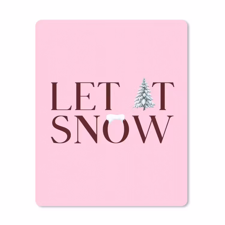 Mauspad - Weihnachten – Text – Schnee – Rosa — 1