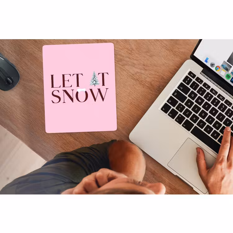Mauspad - Weihnachten – Text – Schnee – Rosa — 2