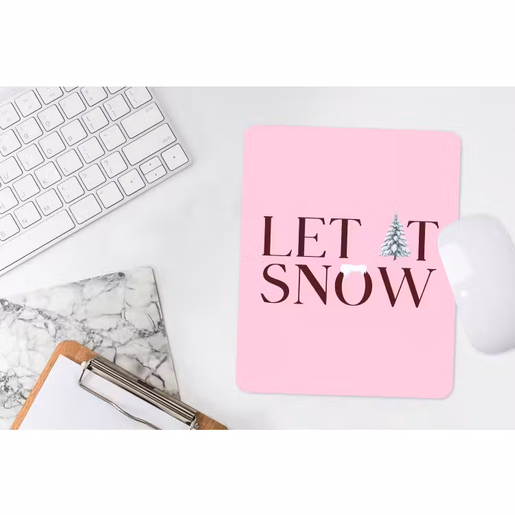 Mauspad - Weihnachten – Text – Schnee – Rosa — 4