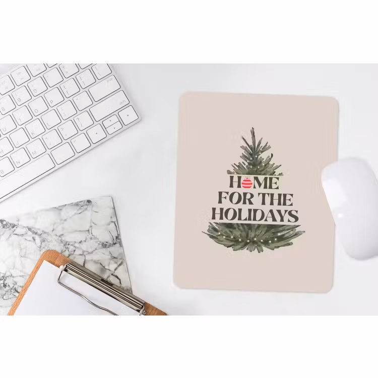 Mauspad - Weihnachten – Text – Weihnachtsbaum – Beige — 4