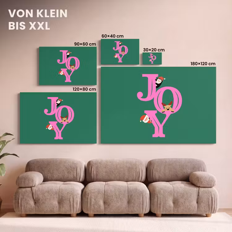 Leinwandbild - Freude – Weihnachten – Animation – Rosa – Grün — 6