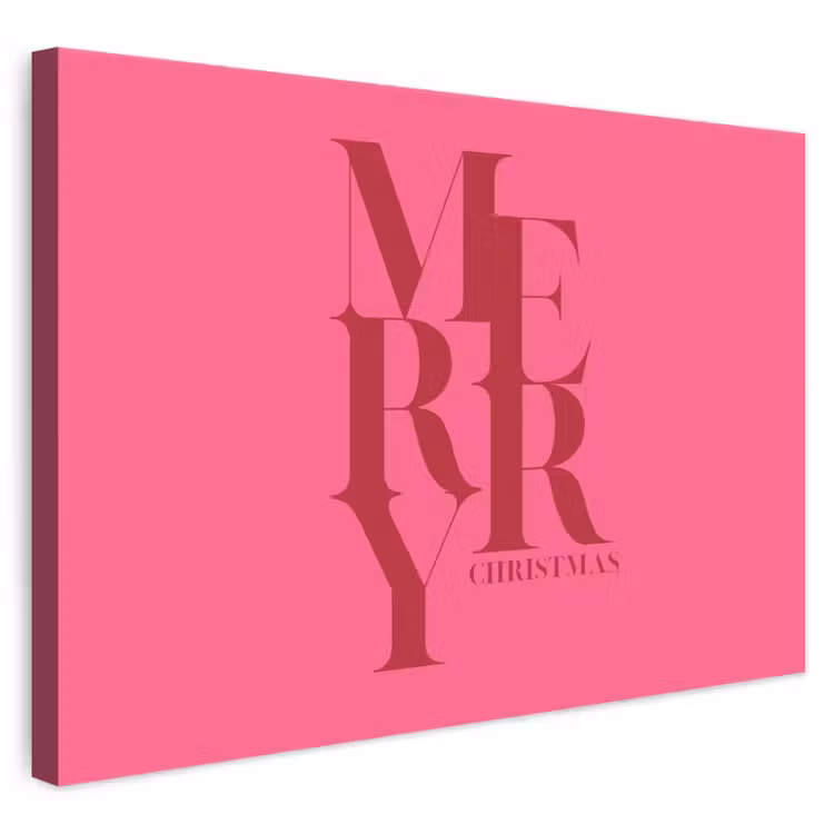 Leinwandbild - Merry – Text – Weihnachten – Rosa — 1