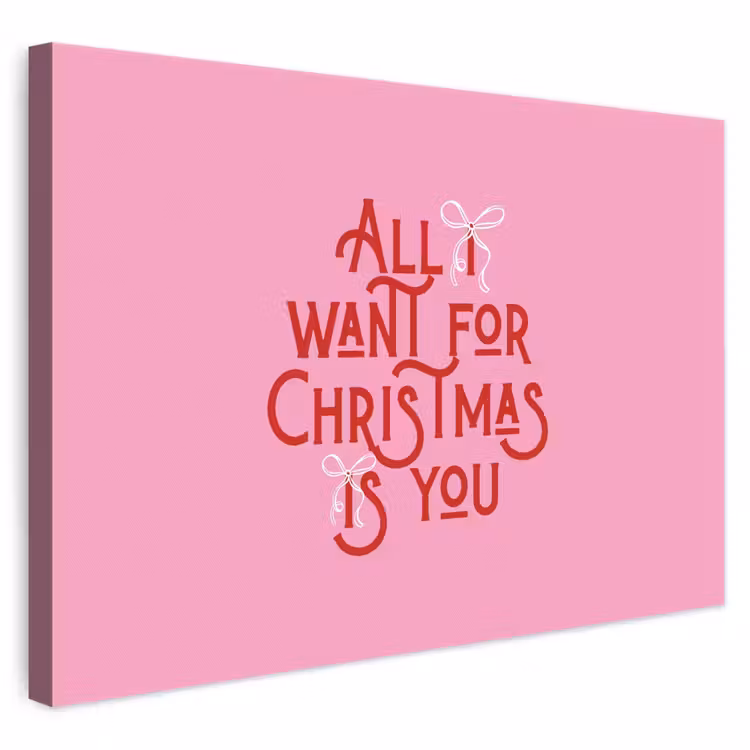 Leinwandbild - Text – Weihnachten – Rosa – Rot — 1