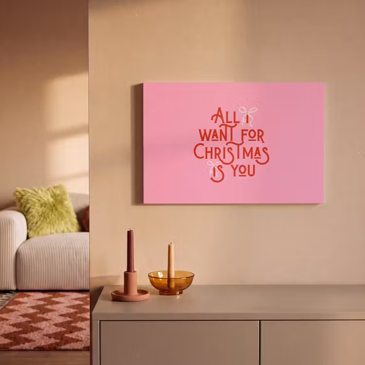 Leinwandbild - Text – Weihnachten – Rosa – Rot — 2
