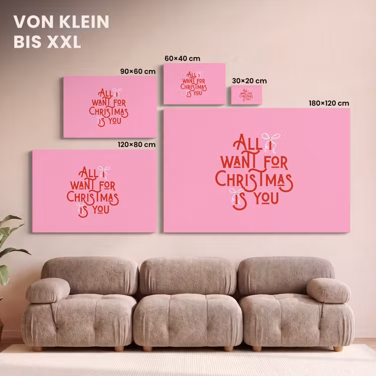 Leinwandbild - Text – Weihnachten – Rosa – Rot — 6