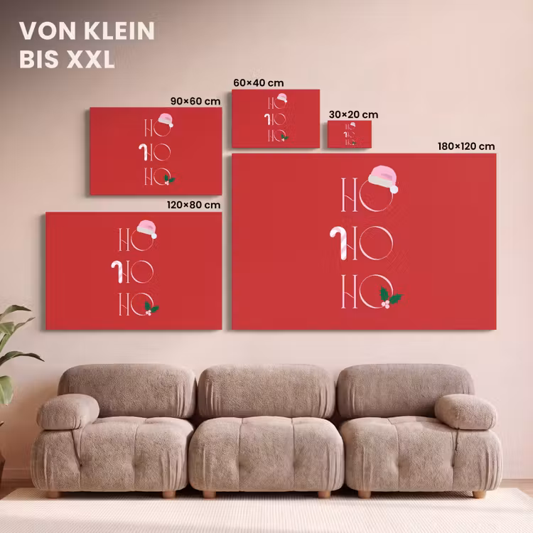 Leinwandbild - Weihnachten – Text – Illustration – Rot — 6