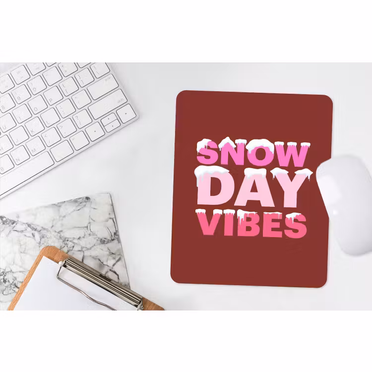 Mauspad - Weihnachten – Text – Schnee – Rot – Rosa — 4