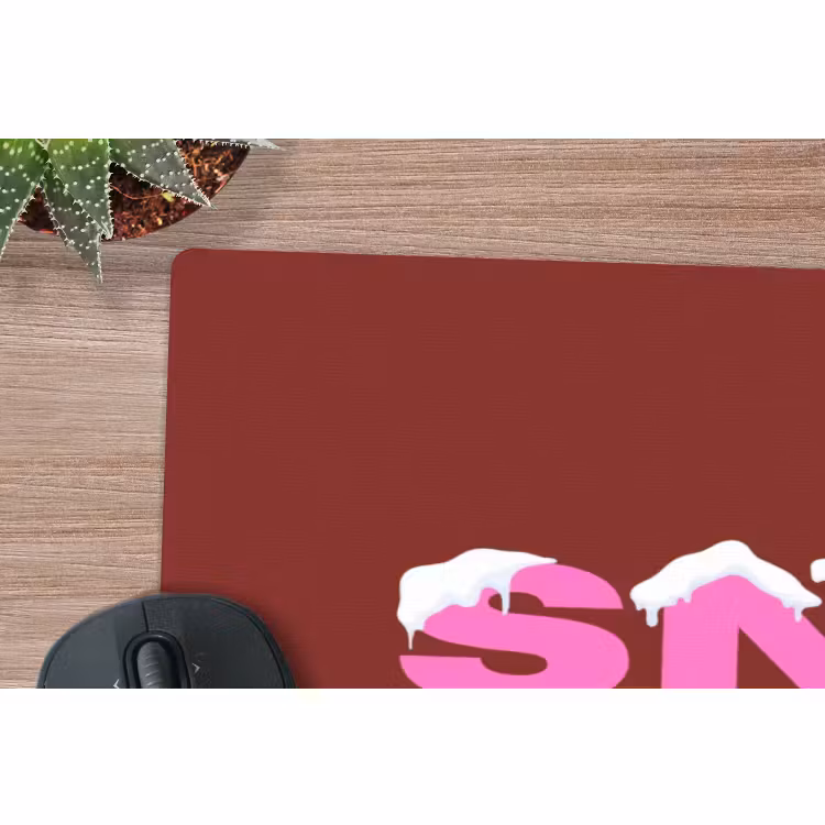 Mauspad - Weihnachten – Text – Schnee – Rot – Rosa — 5