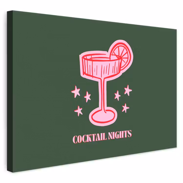 Leinwandbild - Cocktail – Weihnachten – Rosa – Grün — 1