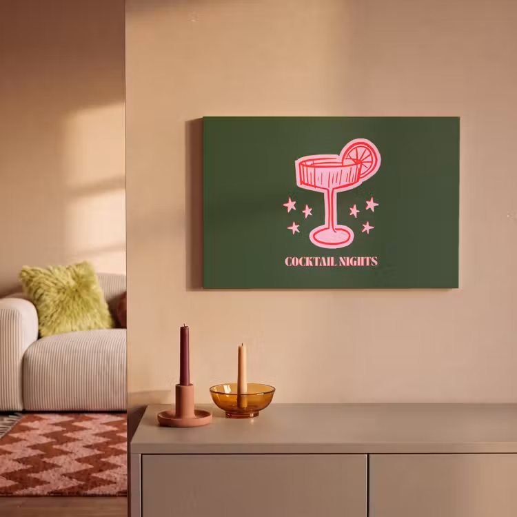 Leinwandbild - Cocktail – Weihnachten – Rosa – Grün — 2