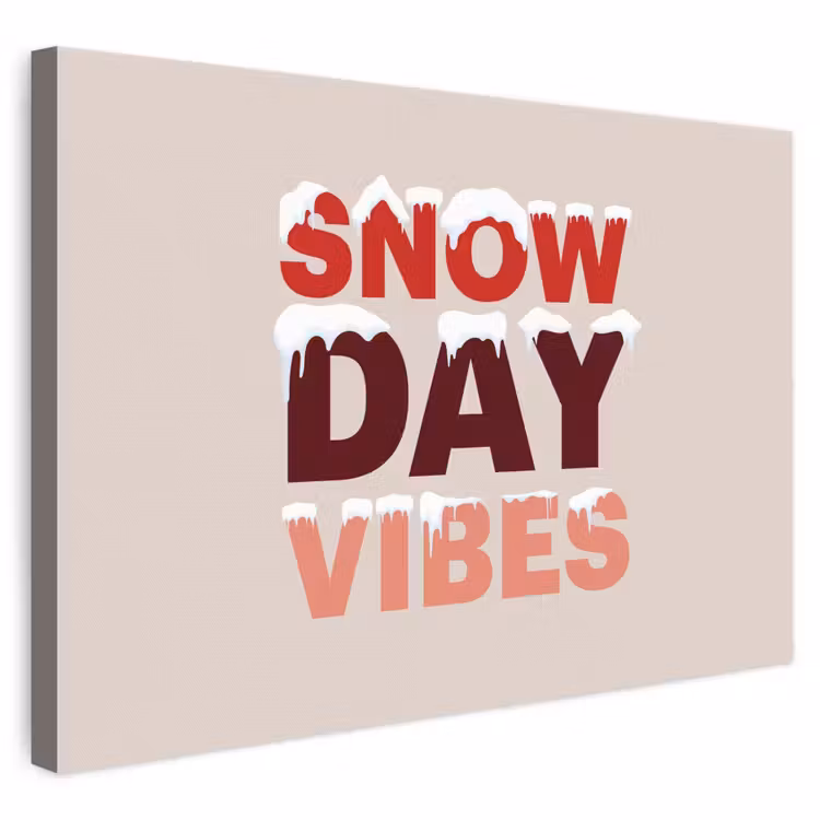 Leinwandbild - Schnee – Weihnachten – Text – Rot — 1