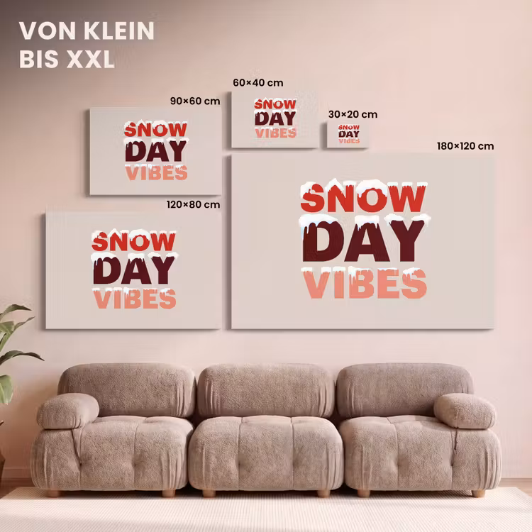 Leinwandbild - Schnee – Weihnachten – Text – Rot — 6