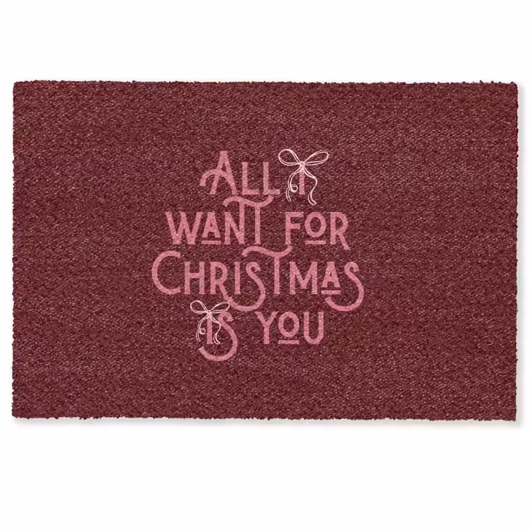 Fußmatte - Text – Weihnachten – Rot – Rosa — 1