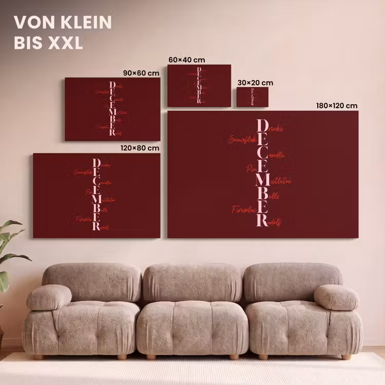 Leinwandbild - Dezember – Text – Weihnachten – Burgund — 6