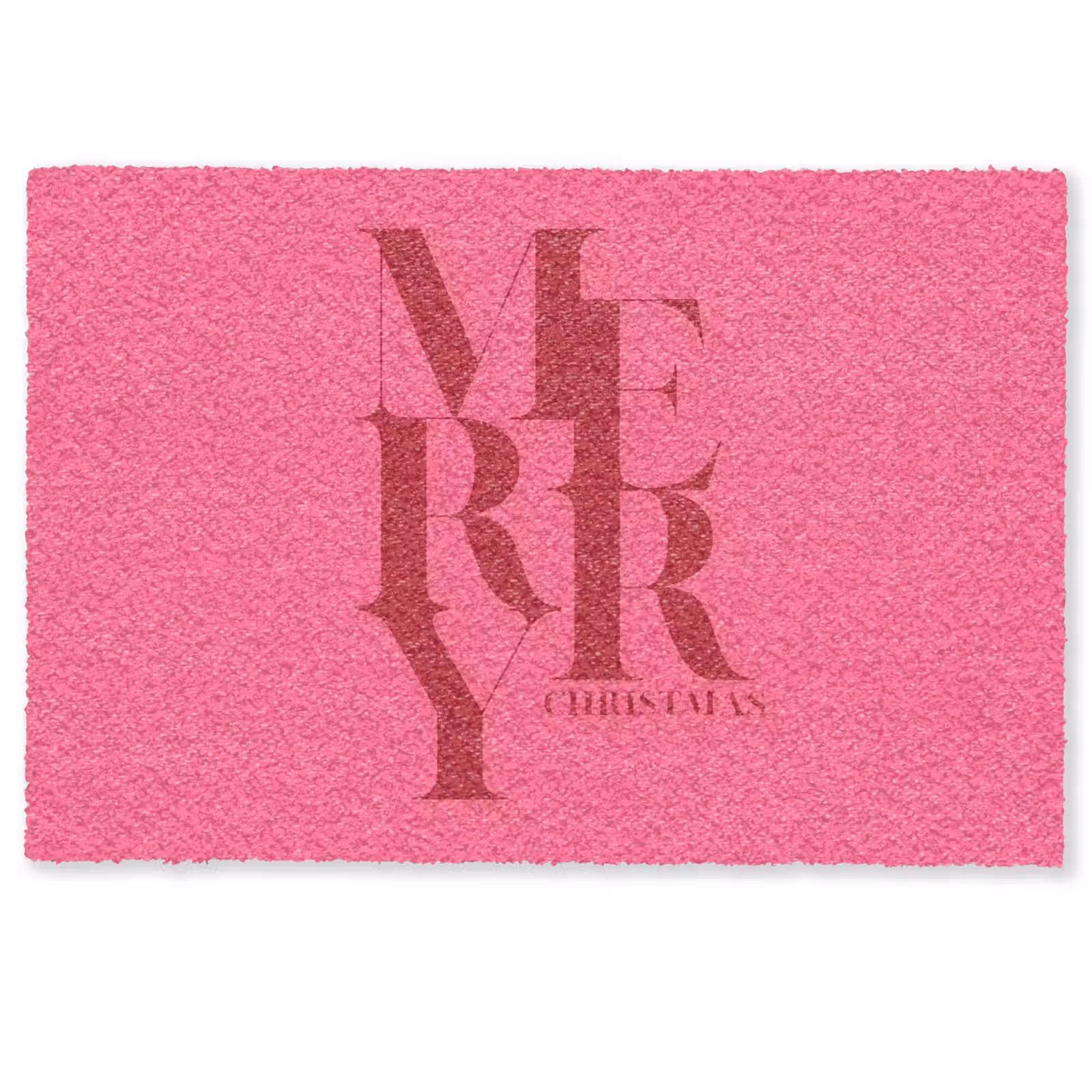 Fußmatte - Merry – Text – Weihnachten – Rosa — 1