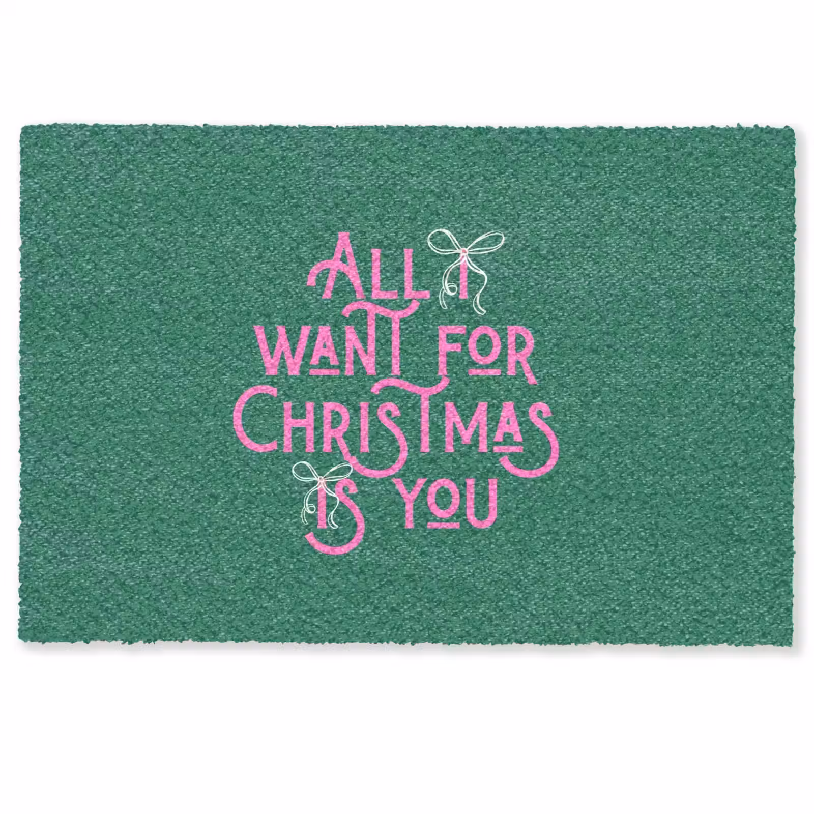 Fußmatte - Weihnachten – Text – Rosa – Grün — 1