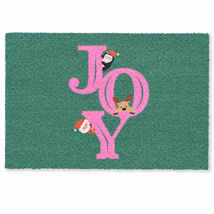 Fußmatte - Freude – Weihnachten – Animation – Rosa – Grün — 1