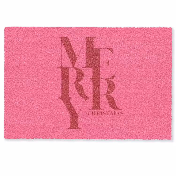 Fußmatte - Merry – Text – Weihnachten – Rosa — 1