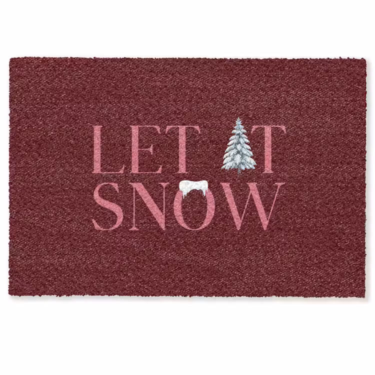 Fußmatte - Text – Weihnachten – Schnee – Rosa — 1