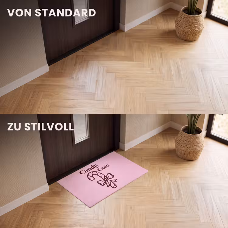 Fußmatte - Weihnachten – Süßigkeiten – Text – Braun – Rosa — 3