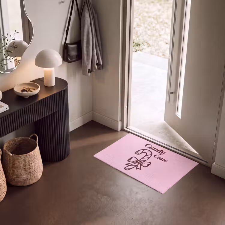 Fußmatte - Weihnachten – Süßigkeiten – Text – Braun – Rosa — 8