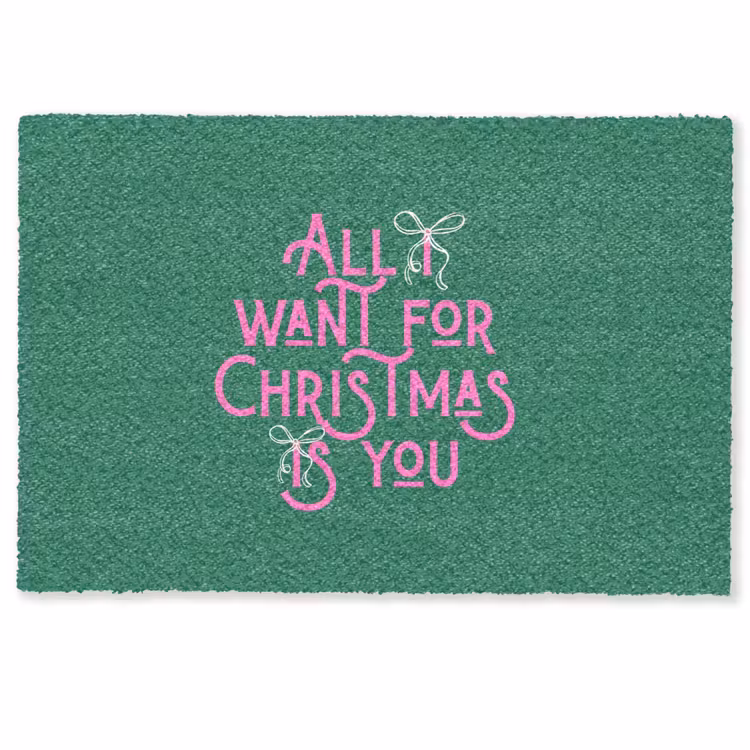Fußmatte - Weihnachten – Text – Rosa – Grün — 1