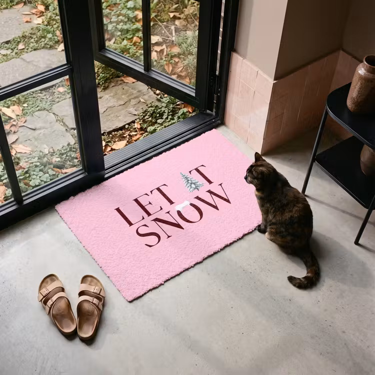 Fußmatte - Weihnachten – Text – Schnee – Rosa — 2