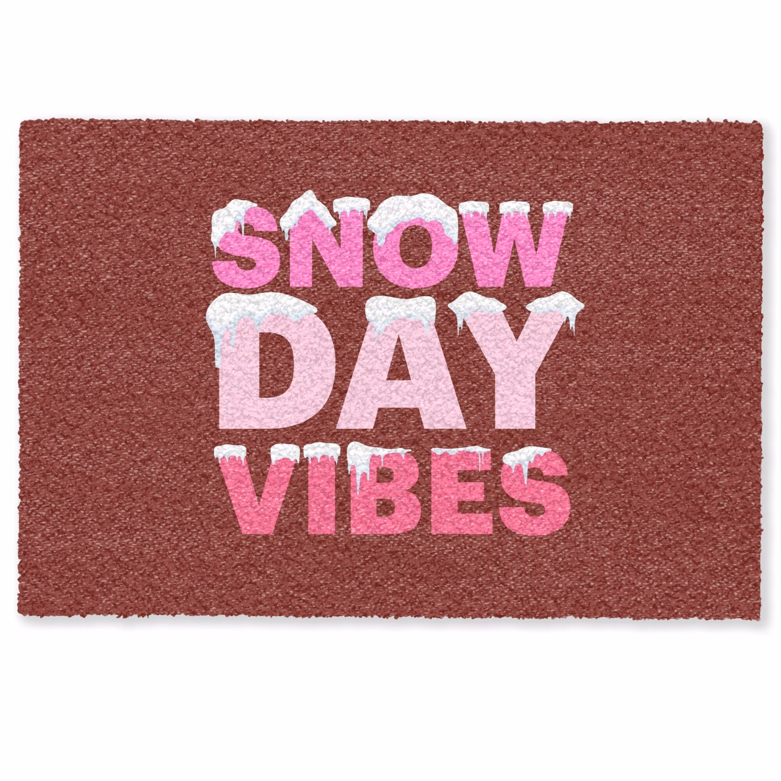 Fußmatte - Weihnachten – Text – Schnee – Rot – Rosa — 1