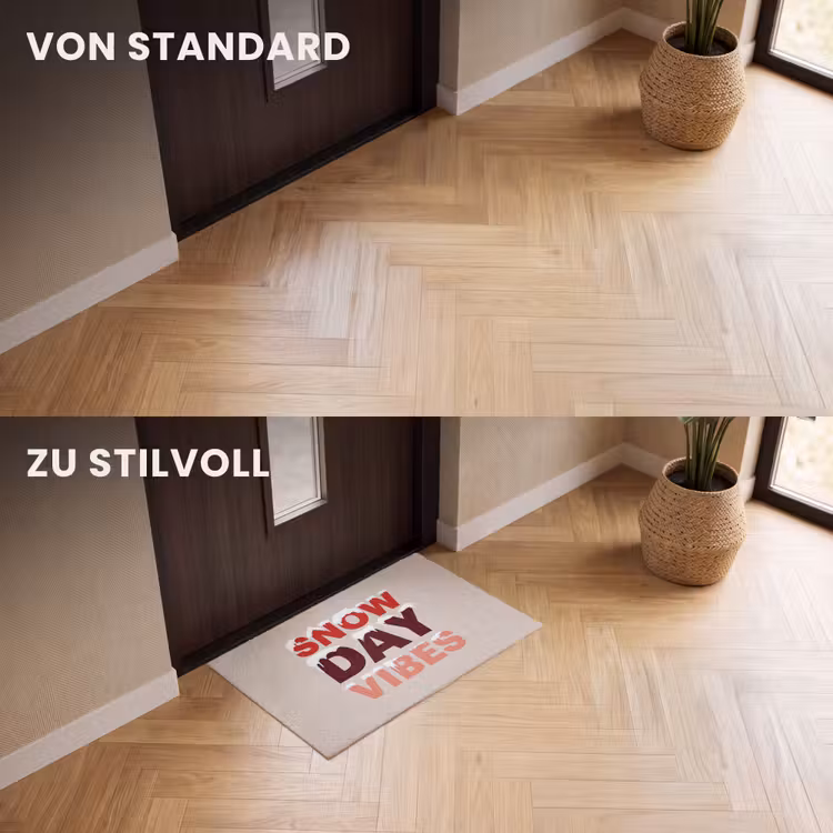Fußmatte - Schnee – Weihnachten – Text – Rot — 3