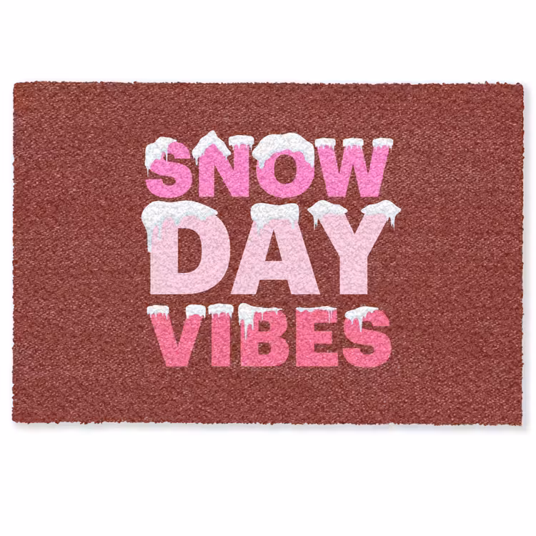 Fußmatte - Weihnachten – Text – Schnee – Rot – Rosa — 1