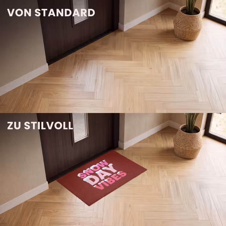 Fußmatte - Weihnachten – Text – Schnee – Rot – Rosa — 3