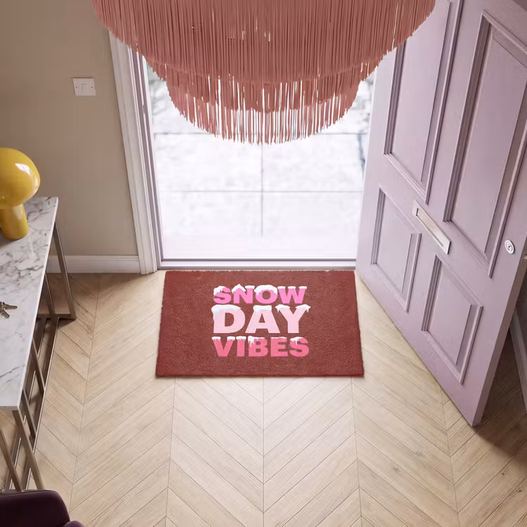 Fußmatte - Weihnachten – Text – Schnee – Rot – Rosa — 4