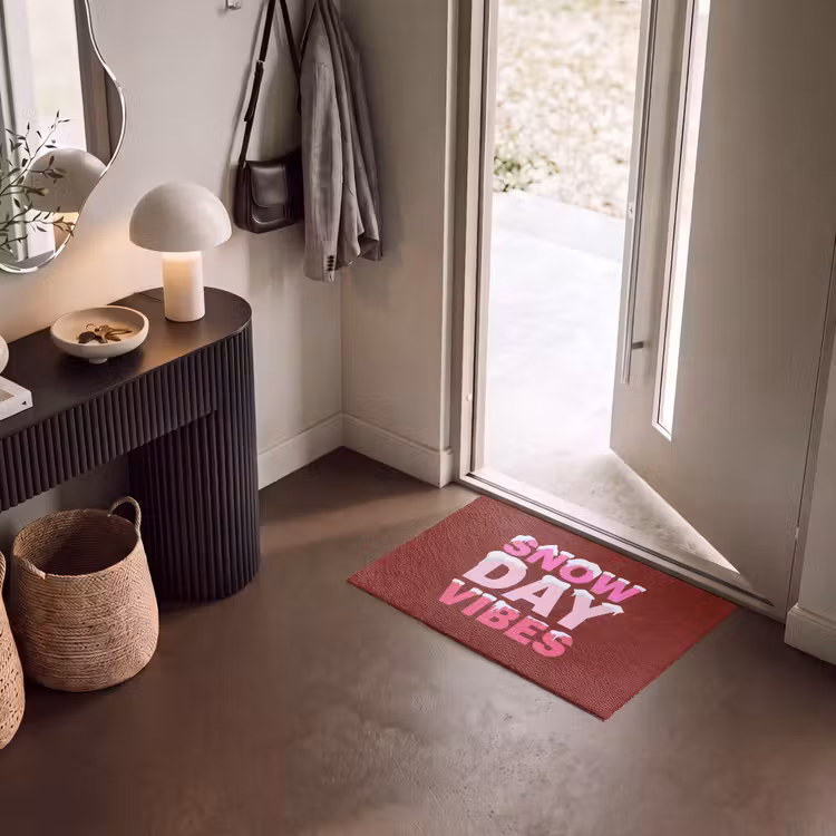 Fußmatte - Weihnachten – Text – Schnee – Rot – Rosa — 8