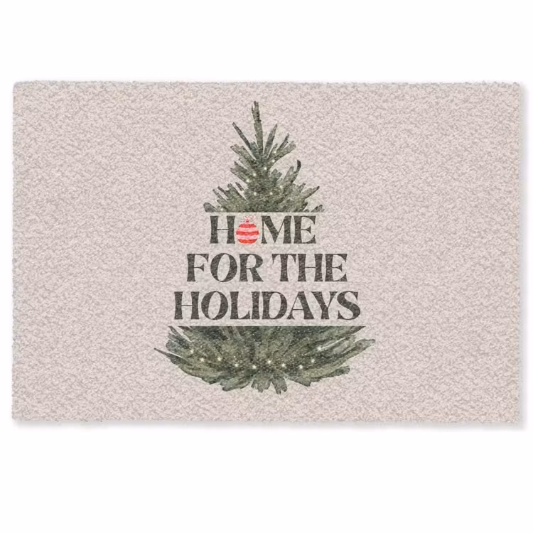 Fußmatte - Weihnachten – Text – Weihnachtsbaum – Beige — 1