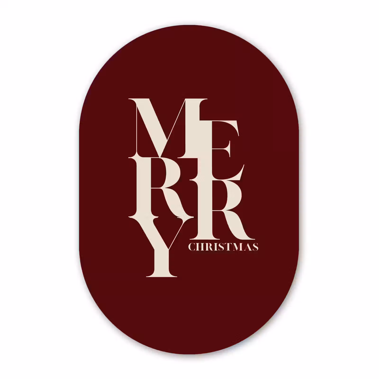 Glasbild Oval - Merry – Text – Dunkel – Rot — 1