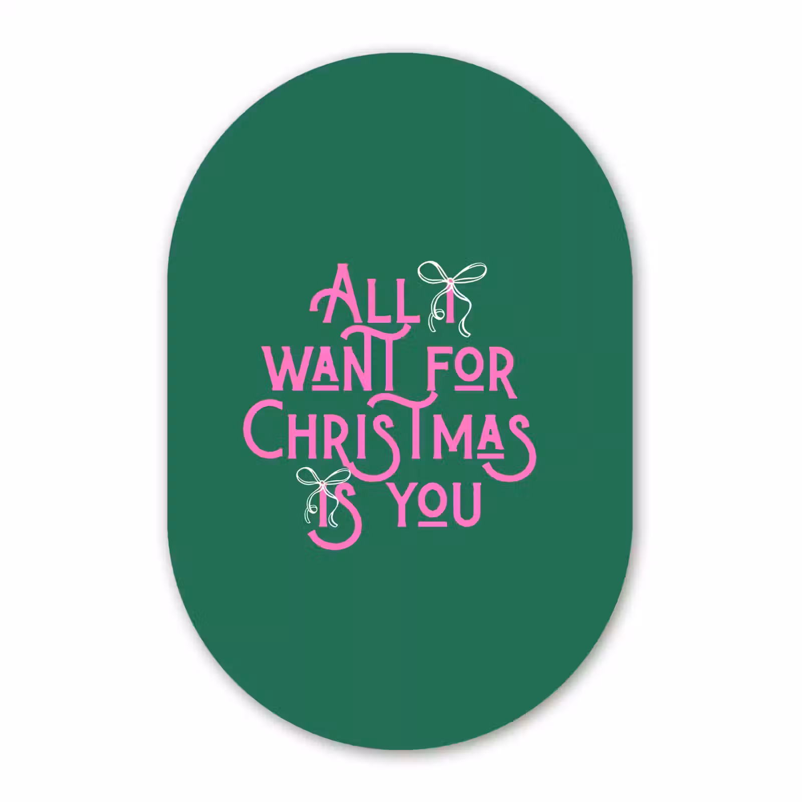 Glasbild Oval - Weihnachten – Text – Rosa – Grün — 1