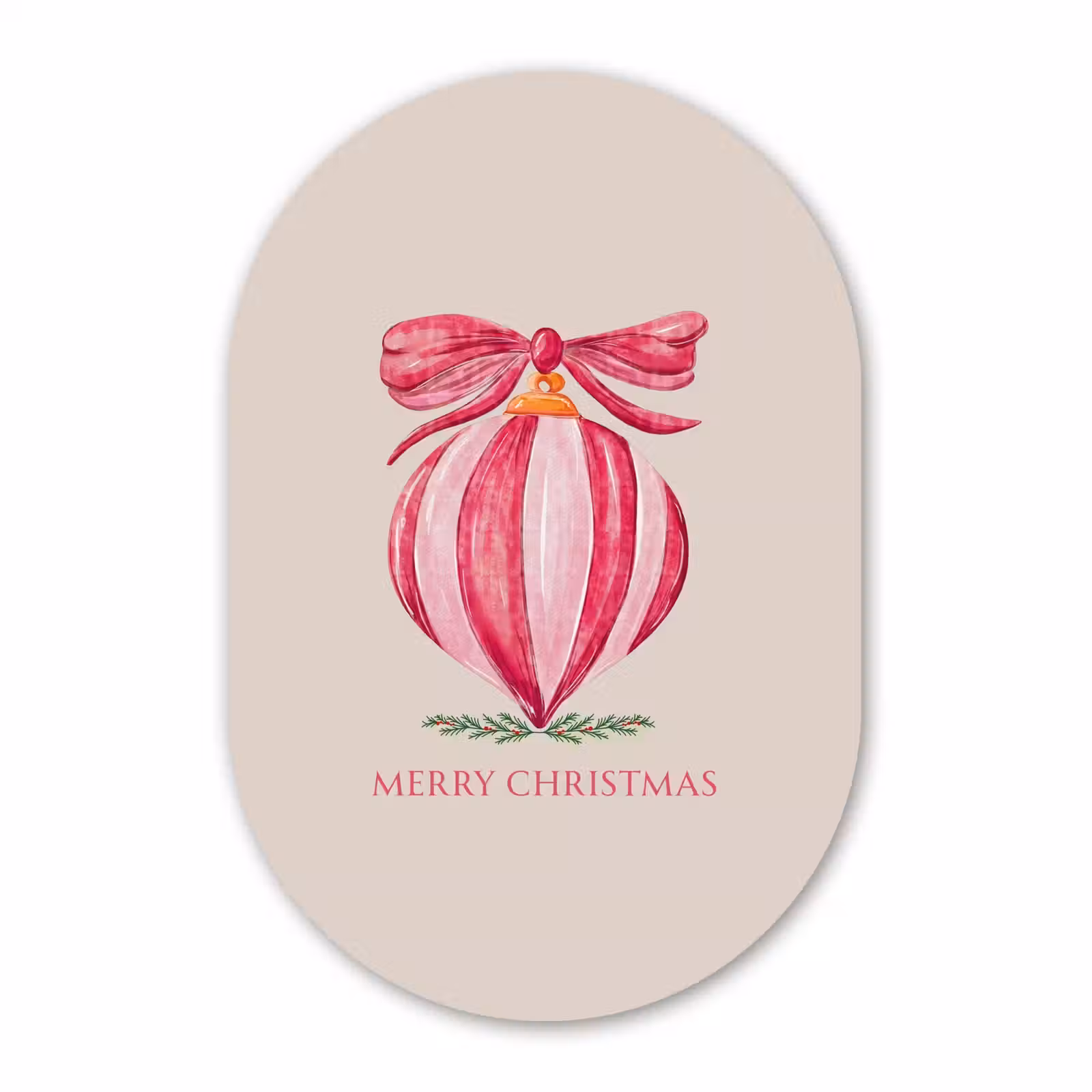 Glasbild Oval - Weihnachten – Weihnachtskugel – Text — 1