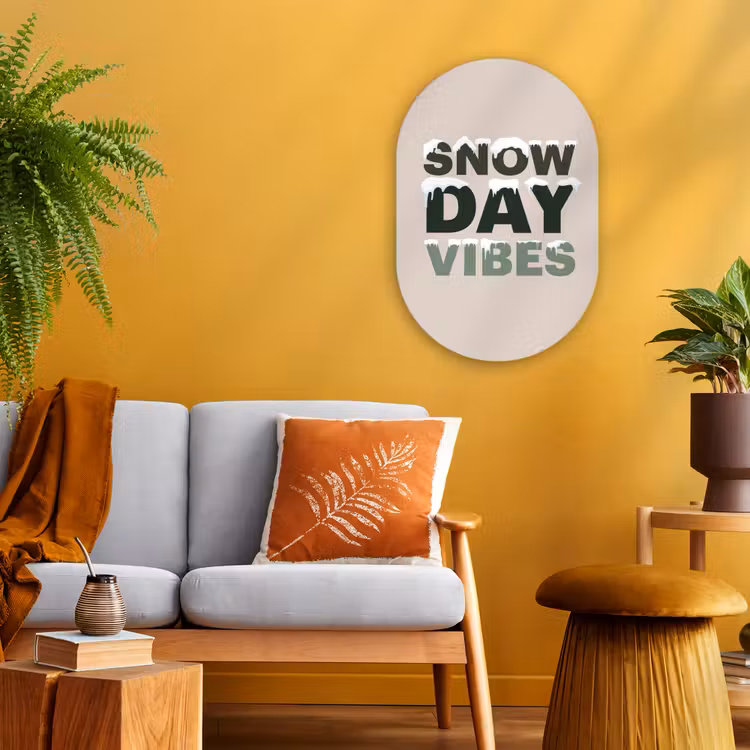 Forexbild Oval - Schnee – Text – Weihnachten – Beige — 2