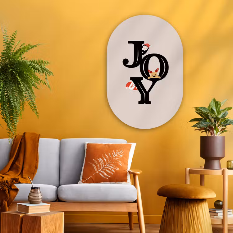 Glasbild Oval - Joy – Animation – Schwarz – Weihnachten — 3