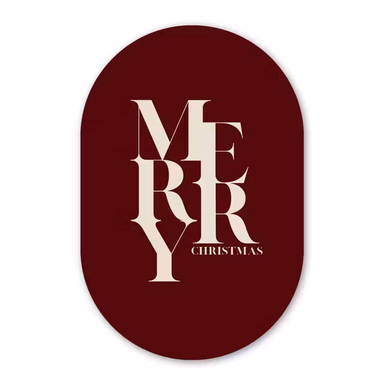 Glasbild Oval - Merry – Text – Dunkel – Rot — 1