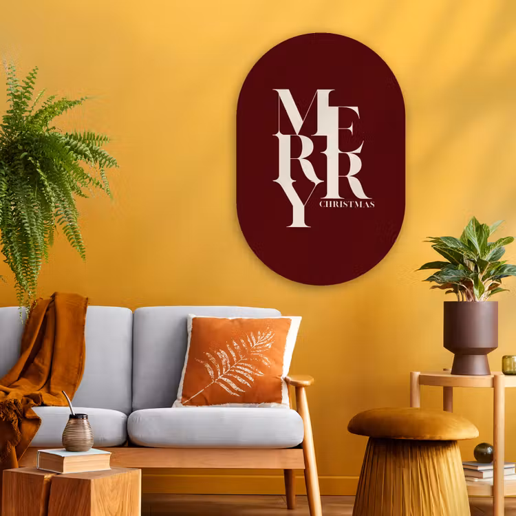 Glasbild Oval - Merry – Text – Dunkel – Rot — 3