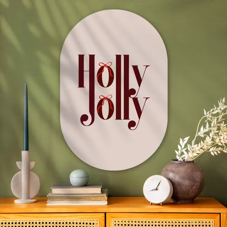 Glasbild Oval - Text – Weihnachten – Braun — 2
