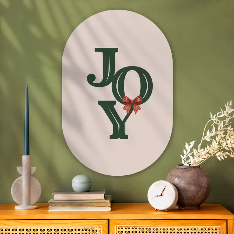 Glasbild Oval - Text – Weihnachten – Grün — 2